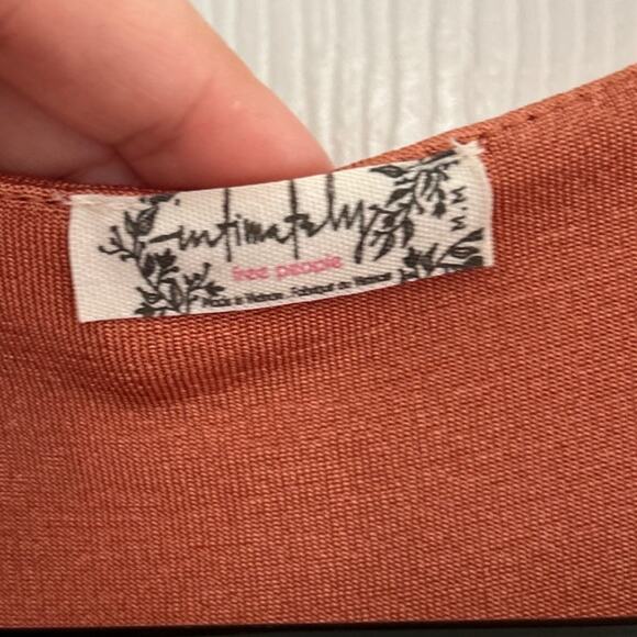 Free People Revolve Turnt Body Suit Orange Brown Draped Plunge Neck Long Sleeve - Picture 4 of 6